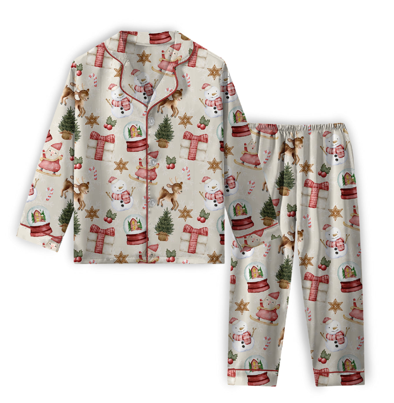 Holly Jolly Women’s Two Piece Sleep Set (Pants & Long Sleeve Shirt)