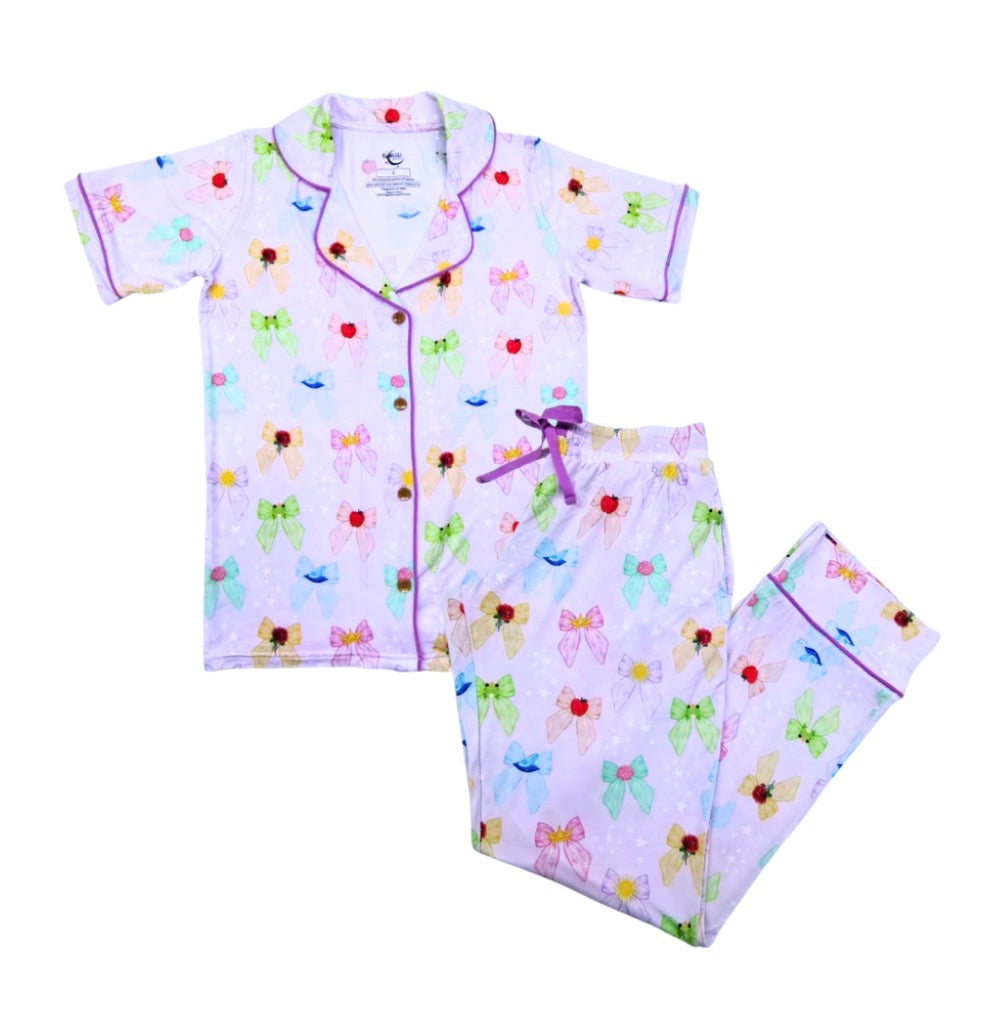 Princess Bowtique Women’s Two Piece Sleep Set (Pants & Short Sleeve Shirt)