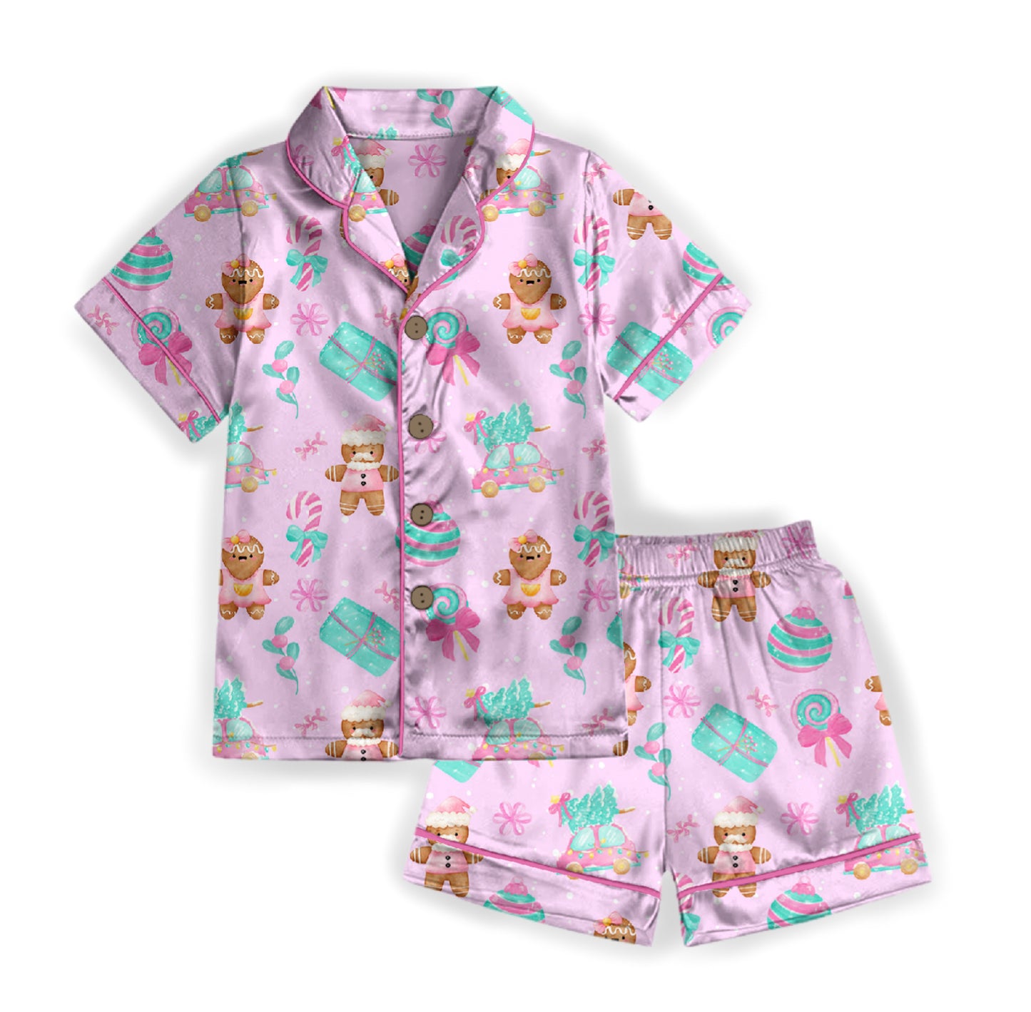 Festive & Frilly Women’s Short Sleeve & Shorts Two Piece Sleep Set
