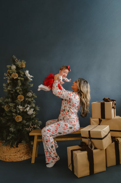 Holly Jolly Women’s Two Piece Sleep Set (Pants & Long Sleeve Shirt)