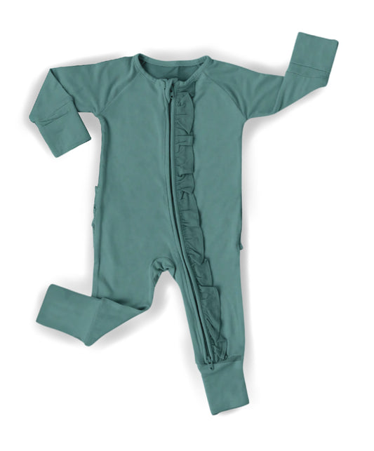 Snoozy Seafoam Ruffle Convertible Footie