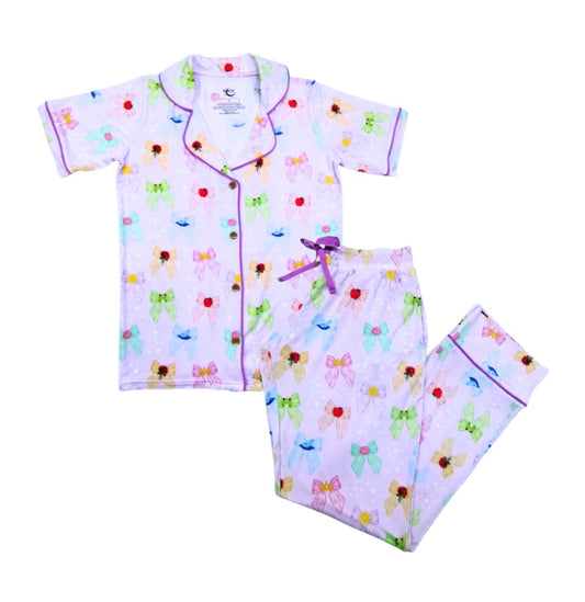 Princess Bowtique Women’s Two Piece Sleep Set (Pants & Short Sleeve Shirt)