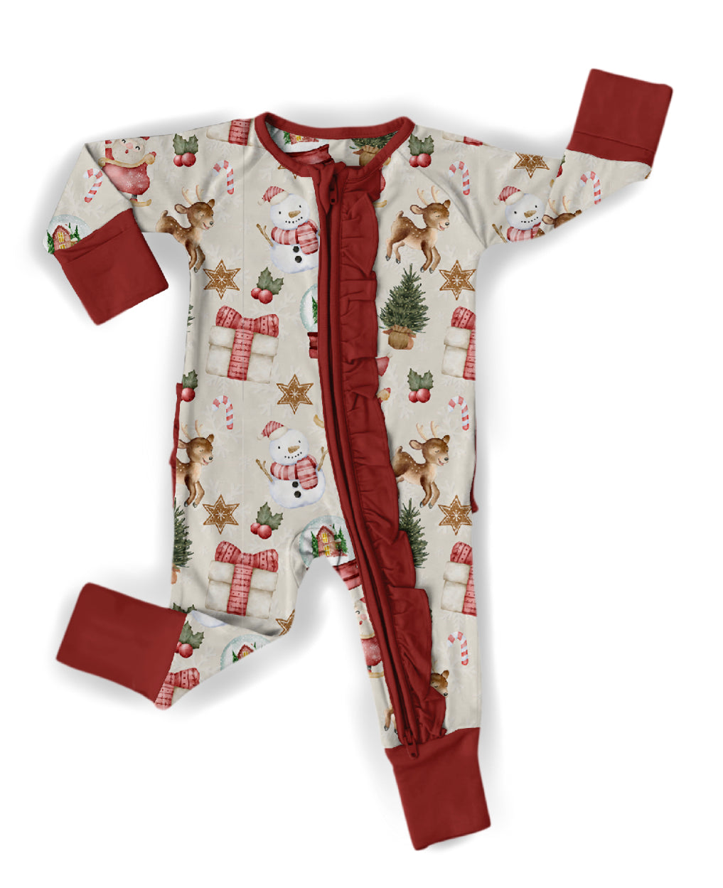 Holly Jolly Jammies Ruffle Convertible Footie